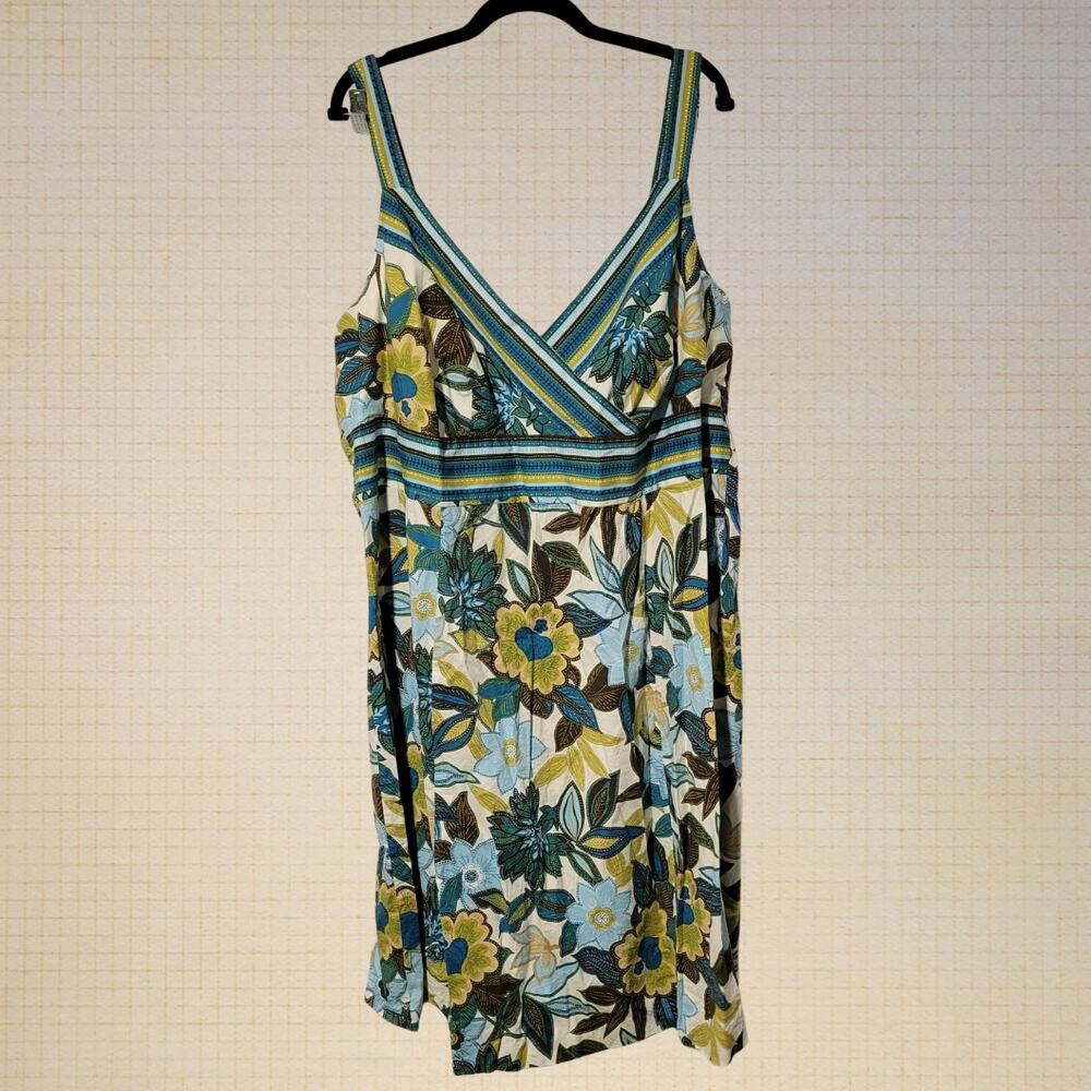Y2K Plus Size 24W R and K Originals Floral Cotton Blend Summer Dress Adjustable